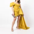 Oscar de la Renta one-shoulder ruched silk dress - Yellow