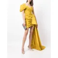 Oscar de la Renta one-shoulder ruched silk dress - Yellow