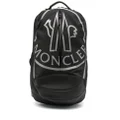 Moncler logo-print leather backpack - Black
