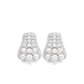 David Morris 18kt white gold Pearl Rose Deco diamond and pearl hoops earrings - Silver