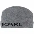Karl Lagerfeld logo-print beanie - Grey