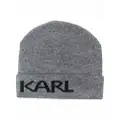 Karl Lagerfeld logo-print beanie - Grey