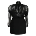 Rochas bouclé sheer-sleeves dress - Black