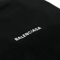 Balenciaga logo-embroidered rib knit balaclava - Black