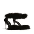 Dolce & Gabbana 105mm feather-trim leather sandals - Black