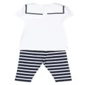 Patachou bow-detail striped trouser set - White