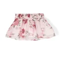 Patachou bow-detail floral chiffon skirt - Pink