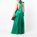 Michelle Mason backless halter-neck tie gown - Green