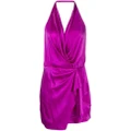 Michelle Mason halterneck open-back silk minidress - Purple