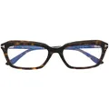 TOM FORD Eyewear tortoiseshell-effect square-frame glasses - Brown