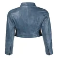 Manokhi cropped leather jacket - Blue