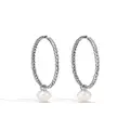John Hardy sterling silver Transformable freshwater pearl hoop earrings