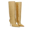 Dolce & Gabbana metallic croc-effect knee boots - Neutrals