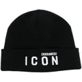 Dsquared2 Icon-detail knitted beanie - Black
