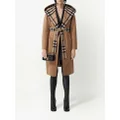 Burberry checked-detail wrap coat - Brown