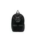 Philipp Plein logo-patch zip-up backpack - Black