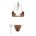 Manokhi halterneck tie-fastening bikini set - Brown