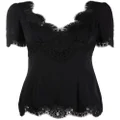 Dolce & Gabbana lace-trim V-neck blouse - Black