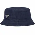 Prada triangle-logo denim bucket hat - Blue