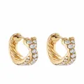 David Yurman 18kt yellow gold diamond pave crossover hoop earrings