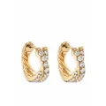 David Yurman 18kt yellow gold diamond pave crossover hoop earrings