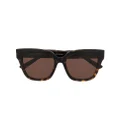 Balenciaga Eyewear logo-plaque square frame sunglasses - Brown