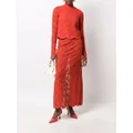Giambattista Valli high-waist floral-embroidered skirt - Orange