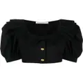 Alessandra Rich bow-detail cropped blouse - Black