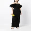 Rachel Gilbert Zion feather-trim ruched gown - Black