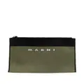 Marni logo-jacquard clutch bag - Green