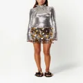 Rabanne frill-neck sequined top - Silver