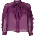 Alberta Ferretti ruffled silk blouse - Purple