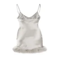 Gilda & Pearl feather-trimmed satin cami dress - Silver