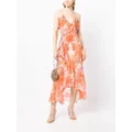 Camilla floral-print silk wrap dress - Orange
