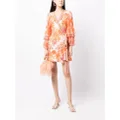 Camilla dragon-print silk wrap dress - Orange