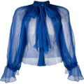 Atu Body Couture pussy-bow silk blouse - Blue