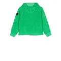 Stone Island Junior logo-patch fleece hooded jacket - Green