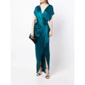 Michelle Mason wrap drape-detail gown - Green