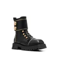 Balmain studded square-toe leather boots - Black