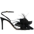 Gianvito Rossi Ynez 105mm feather-embellished sandals - Black