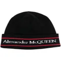 Alexander McQueen logo intarsia-knit cashmere beanie - Black