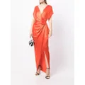 Michelle Mason wrap drape-detail gown dress - Orange