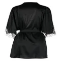 Fleur Of England lace-trim silk robe - Black