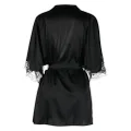 Fleur Of England lace-trim silk robe - Black
