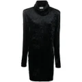 Saint Laurent roll-neck velvet effect minidress - Black