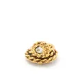 CHANEL Pre-Owned 1970s twisted edge rhinestone cuff links - Gold