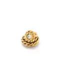 CHANEL Pre-Owned 1970s twisted edge rhinestone cuff links - Gold