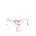 GANNI floral-print string bikini bottoms - Pink