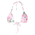GANNI floral-print string bikini top - Pink