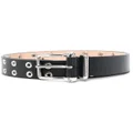 Alexander McQueen eyelet-studded calf leather belt - Black